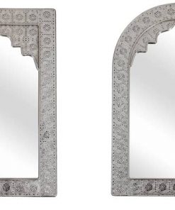 Miroir Décoratif avec Cadre Carré/arrondi Argenté Style Oriental