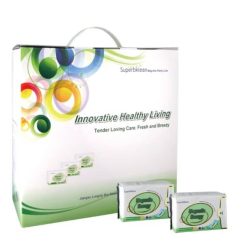 Longrich Serviette Hygiénique de Nuit Magnétique Superbklean 100% coton, 18 paquets/Carton