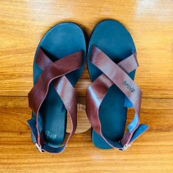 Sandales Artisanales Croisée en Cuir à une Boucle pour Hommes