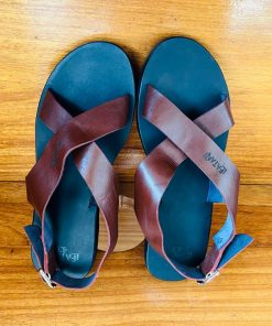Sandales Artisanales Croisée en Cuir à une Boucle pour Hommes