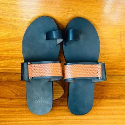 Sandales Artisanales en Cuir Maron Tissé pour Hommes