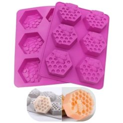 Moule à Savon Flexible en Silicone à 6 Cavités Hexagonales, motif d'Abeille
