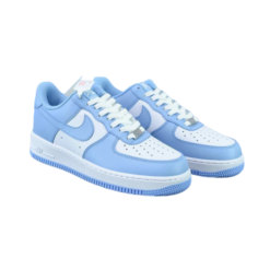 Chaussure Basse Air Force 1 Blanche et Bleue