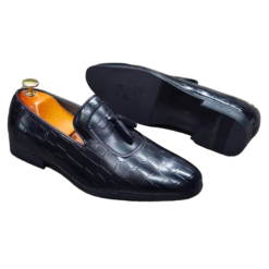 Mocassin en Cuir Crocodile noir