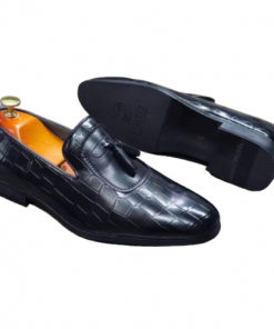 Mocassin en Cuir Crocodile noir