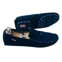 Mocassin en daim élégant bleu marine