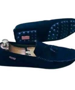 Mocassin en daim élégant bleu marine
