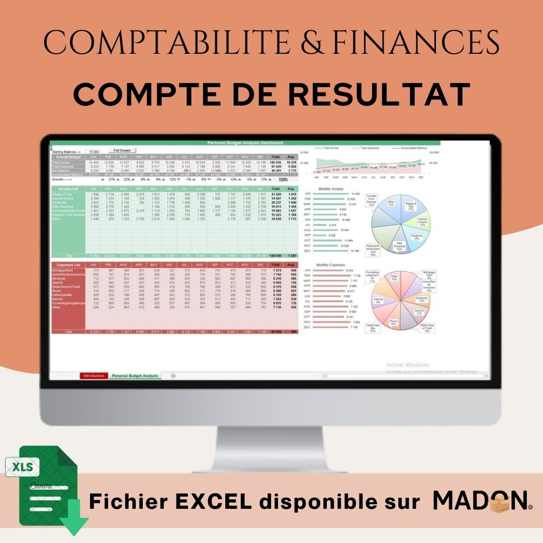 Modèle Excel de Comptabilité & Finances Axé sur le Compte de Résultat