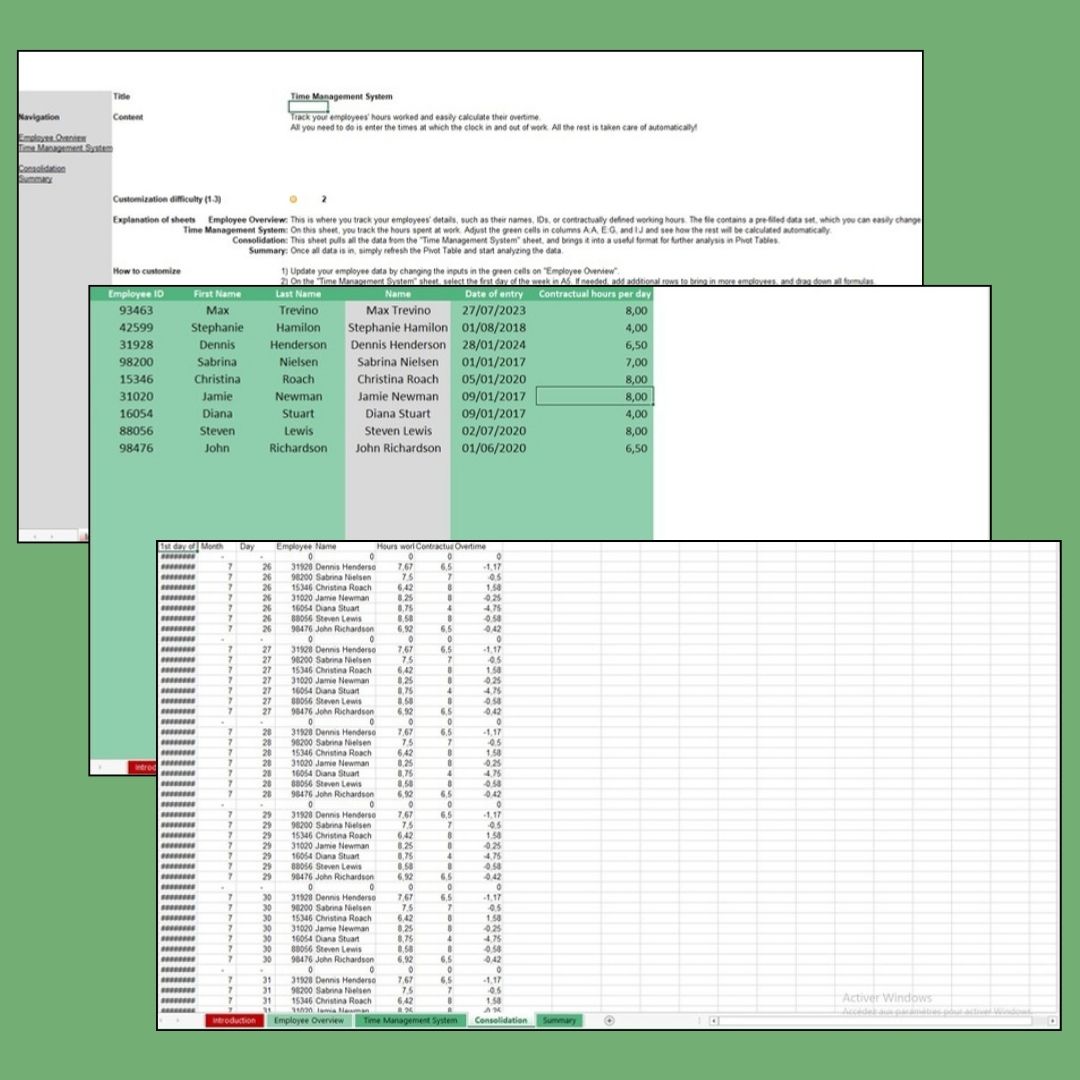 Modèle Excel de Ressources Humaines Axé sur la Gestion de la Productivité – Image 2