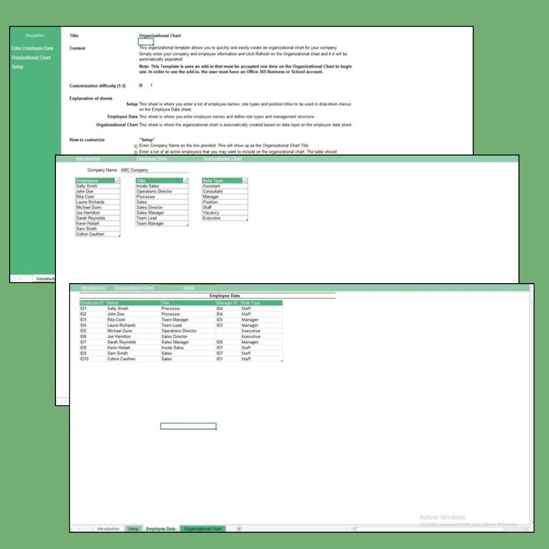Modèle Excel de Ressources Humaines Axé sur l'Organigramme – Image 2