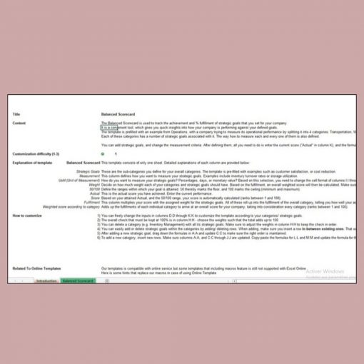 Modèle Excel de Stratégie & Management Axé sur le Tableau de Bord – Image 2