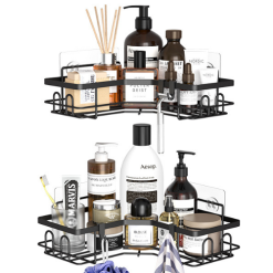 Lot de 2 Etagères de Rangement pour Salle de Bain noir