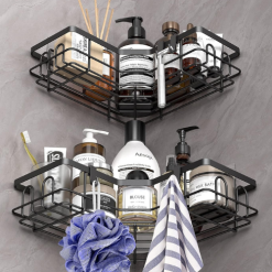 Alternative view of Lot de 2 Etagères de Rangement pour Salle de Bain noir