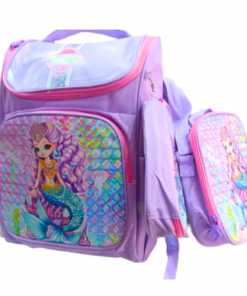 Sac à Dos pour Ecole Petite Sirène + Trousses + Sac de Gamelle