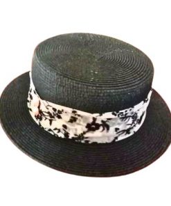 Chapeau de Ville Noire avec Foulard Blanc