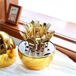 Ensemble De Couverts en forme d'œuf en Acier Inoxydable 24 Pièces