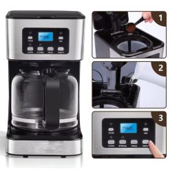 Machine à Café Semi-automatique SOKANY 12 tasses Expresso et Cappuccino, Minuterie Numérique 950W