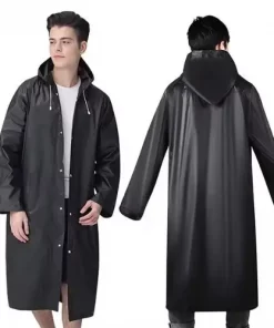 Manteau de Pluie Imperméable avec Capuche Noir 115cmx 63m