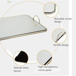 Alternative view of Plateau Décoratif Rectangulaire de Service avec Miroir et Poignée en Métal Doré 45 X 25 cm