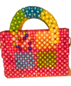 Alternative view of Sac à Main Treilli Rose-Fushia Ornement Bleu, Vert et Jaune