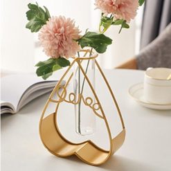 Vase de Décoration en verre transparent avec Cadre en Forme de Coeur