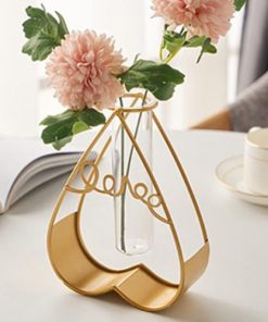 Vase de Décoration en verre transparent avec Cadre en Forme de Coeur