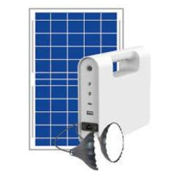 BCT Kit solarie DC avec Panneau solaire de 15Wc, Batterie Lithium de 80Wh et 2 ampoules, Modèle BCT-CF1.0, Garantie 12 mois