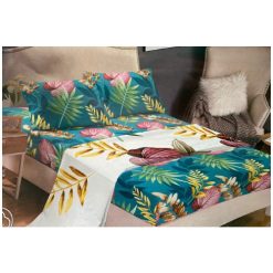 Ensemble de Drap de Lit avec Motifs en Feuilles Colorés 3 Places