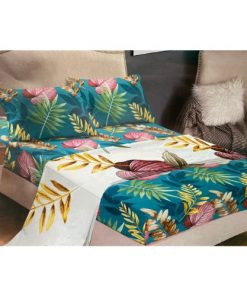 Ensemble de Drap de Lit avec Motifs en Feuilles Colorés 3 Places
