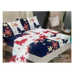 Ensemble de Drap de Lit avec Motifs Papillons 3 Places