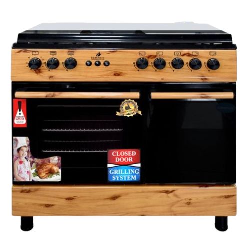 Four à Gaz, Cuisinière 5 Foyers EUROLUX, Trendy Bois, 60 x 90, Marron, Garantie 6 Mois