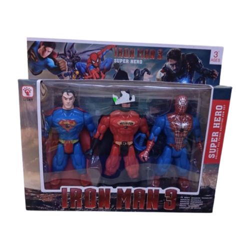 Kit de 3 Supers Héros Superman, Batman rouge, Spiderman – Image 2
