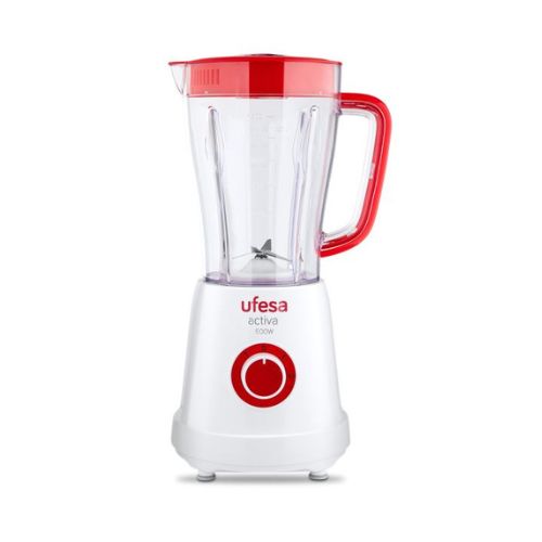 Blendeur Mixeur Ice Crusher UFESA BS4707 avec Verrouillage de sécurité Activa,500W, Bol Plastique, Blanc-Rouge Garantie 3 Mois