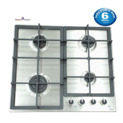 Plaque de Cuisson Encastrable 4 Foyers 58 x 51 cm Gris Superflame, Garantie 6 Mois