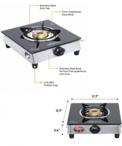 Alternative view of Cuisinière à Gaz Glass Top Atlas, Surya Flame, Garantie 6 Mois