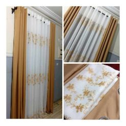 Ensemble de Rideaux de Maison Marron 3 Pièces