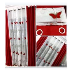 Ensemble de Rideaux de Maison Rouge 3 Pièces