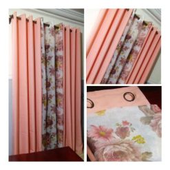 Ensemble de Rideaux de Maison Rose 3 Pièces