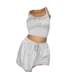 Ensemble Pyjama Sexy Gris en Satin pour Femme