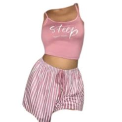 Ensemble Pyjama Rose en Satin pour Femme