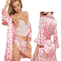 Alternative view of Ensemble Pyjama Sexy en Dentelle Avec Peignoir