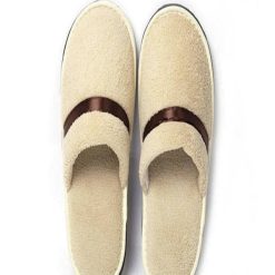 Pantoufle Beige en coton à mémoire de forme avec semelle antidérapante