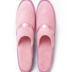 Pantoufle Rose en coton à mémoire de forme avec semelle antidérapante