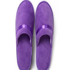 Pantoufle Violet en coton à mémoire de forme avec semelle antidérapante
