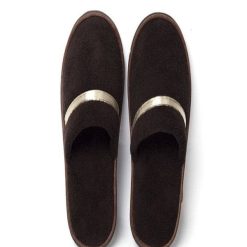 Pantoufle Marron en coton à mémoire de forme avec semelle antidérapante
