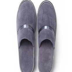 Pantoufle Gris en coton à mémoire de forme avec semelle antidérapante