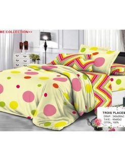 Ensemble de Drap +Taie, Trois Places avec Motif en Cœurs