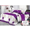 Ensemble de Drap +Taie, Trois Places avec Motif florale violette