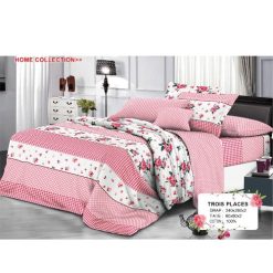 Ensemble de Drap +Taie, Trois Places avec Motif Fleuris et Douceur 100% Coton