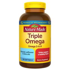 Complément Alimentaire Triple Omega 3-6-9, NATURE MADE equilibre cœur et cerveau 180 Capsules